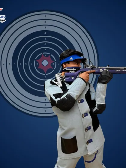 The art of precision is a journey of focus. Here, one of our rifle shooters demonstrates the concentration and steady form we cultivate, aiming for a perfect score on the target.
