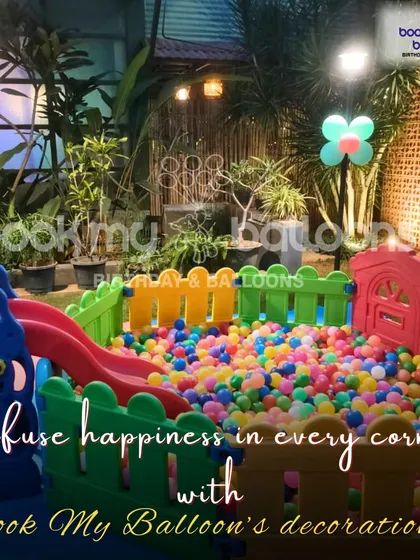 I believe parties should be full of laughter and play. This outdoor ball pit setup, illuminated for an evening event, provides a safe and vibrant play zone where kids can dive into endless fun while parents relax.