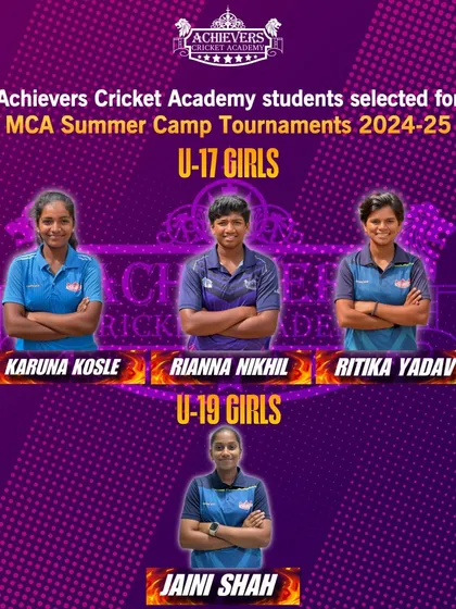 Our commitment to girls' cricket yields real results. We celebrate our U-17 and U-19 girls who were selected for the highly competitive MCA Summer Camp Tournaments, a key step in their professional cricket pathway.