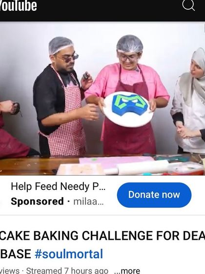 A screenshot from the live YouTube stream, showing the 'IRL Cake Baking Challenge' in action. Our team guided Mortal and his friends as they decorated the 3D cakes.