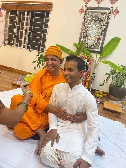 Receiving blessings from Swamiji on our 12th anniversary. The guidance and blessings of our elders are the force that gives us the strength to continue on this path. After all these years, I feel I have still not even scratched the surface.