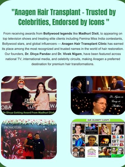 This graphic highlights our credibility, being trusted by celebrities and endorsed by icons like Madhuri Dixit. It also announces one of our special clinic events in Hyderabad.