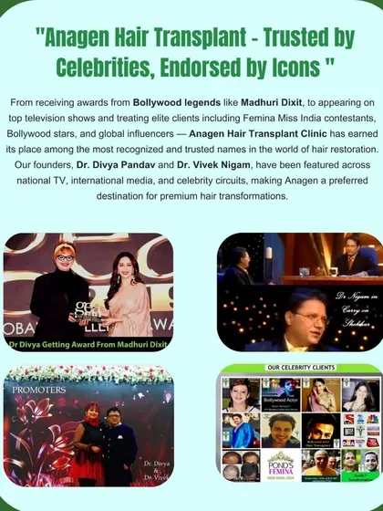 Anagen is trusted by celebrities and endorsed by icons. Our founders have been featured on national TV and have received awards from Bollywood legends like Madhuri Dixit.