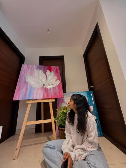 A moment of reflection with the fifth painting of my "Let it Blossom" series. Each piece feels like a part of me, representing a different stage of personal and artistic growth.