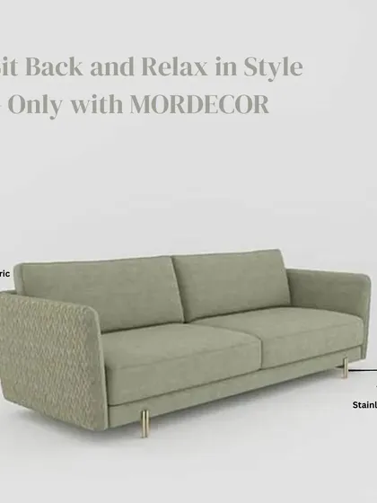 Sit back and relax in style. The Paris Sofa is made with premium fabric and supported by stainless steel legs, offering a perfect blend of comfort and modern design.