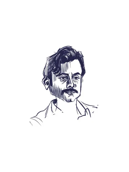 A digital ink sketch of another character from "Black Warrant."