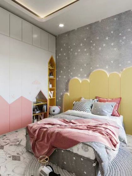 A duplicate of ID 66 and 83, this image displays a cheerful girl's bedroom with a pink and yellow color scheme and imaginative furniture.