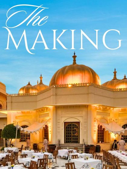 "The Making" of a magical wedding at Udaivilas. This image captures the grandeur of the venue, which serves as the canvas for the creative journey of transforming the space into a client's dream.