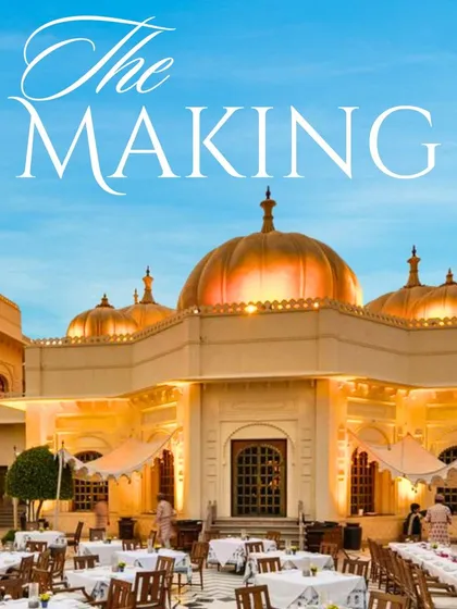 "The Making" of a magical wedding at Udaivilas. This image captures the grandeur of the venue, which serves as the canvas for the creative journey of transforming the space into a client's dream.