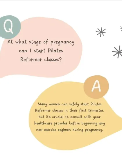Many women can safely start Pilates in their first trimester, but we always recommend consulting with your doctor before beginning any new exercise regimen.