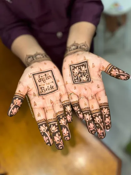 Another shot of the "Sister of the Bride" palm designs.