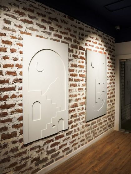 Our 'Ashta Prahar' wall murals. This series refers to the different phases of the day, with abstract designs that capture the rhythmic play of light and dark from dawn to night.