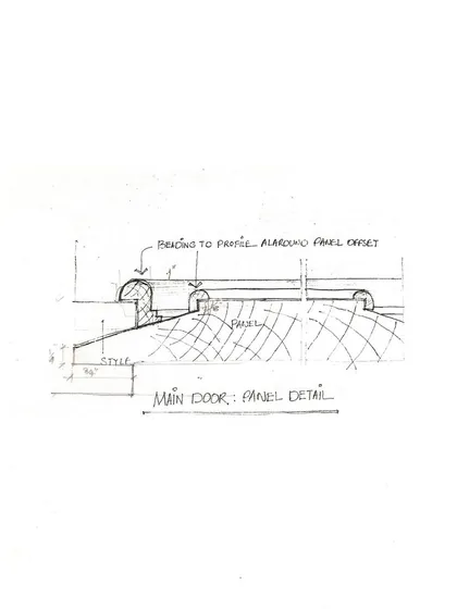 A duplicate of the door panel sketch, illustrating our focus on craftsmanship and bespoke details.