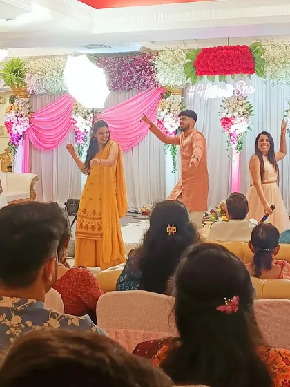 A dance performance at the engagement of a Maharashtrian groom and a Kutchhi bride, a beautiful fusion of cultures.