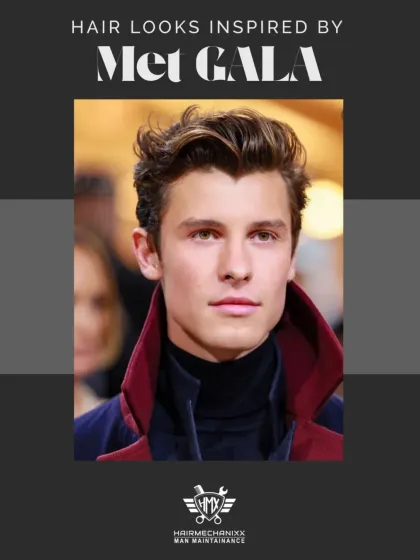 Get the Met Gala look. Shawn Mendes' classic, voluminous hairstyle is a perfect example of timeless sophistication, a style we can expertly recreate for you.