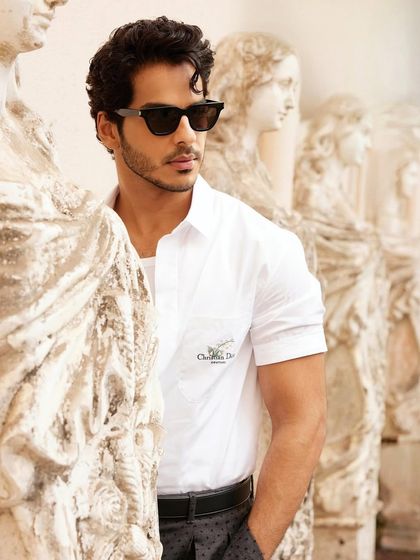 Another shot of Ishaan Khatter's Dior look. The clean grooming ensures he looks polished and ready for his close-up.