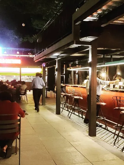 A glimpse of the lively atmosphere at the BLR Brewing Co. bar. This is where guests gather for our house craft beers and a wide selection of spirits.