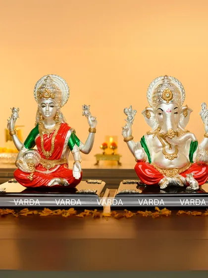 I offer exquisitely crafted silver-plated Laxmi and Ganesh idols, perfect for adding a divine touch to your home or as a precious gift for weddings and housewarmings. Each statue is detailed to radiate blessings and prosperity.