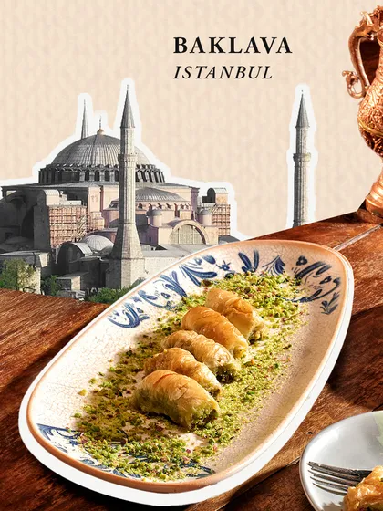 Our Baklava from Istanbul is a sweet layer of history. Flaky pastry, nuts, and sweet syrup come together in this classic Turkish dessert that transports you to the Grand Bazaar.