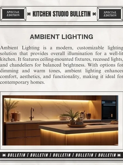 Ambient lighting provides overall illumination. We use a combination of ceiling-mounted fixtures, recessed lights, and dimmers to create a comfortable and balanced environment.