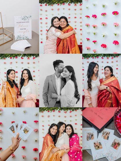 A collage of heartwarming moments from an intimate home Roka, including family hugs and a virtual guest on a laptop.