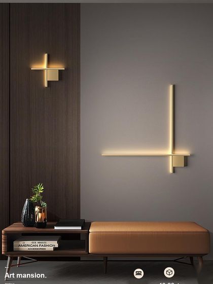 A set of minimalist linear wall lights. These can be installed in various configurations to create custom geometric patterns on your wall.