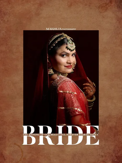 A simple yet powerful bridal portrait. The warm, textured background and bold typography make this a stylish and modern way to showcase the beautiful bride.