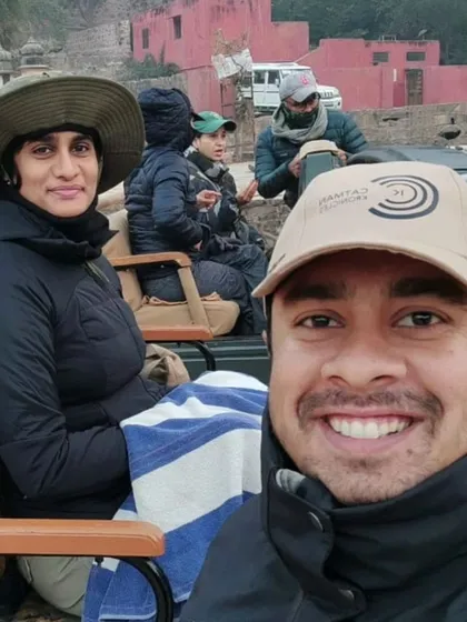 A selfie with my guest during a safari in Ranthambore. The one-on-one guidance and shared experience are central to my tours.