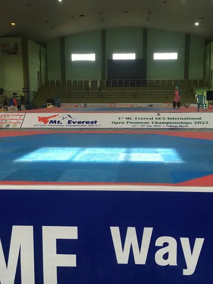 The competition floor at an international G-2 event. Participating in these tournaments is a key part of our academy's growth and experience.