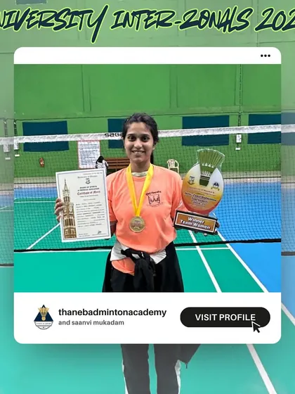Saanvi Mukadam with her Gold Medal from the Team Championship at the University Inter-Zonals.