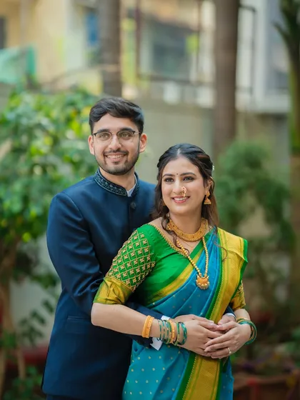 A classic couple pose that radiates happiness. This is a timeless shot that every couple will treasure from their engagement day.