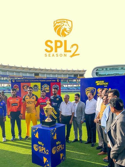The trophy unveiling stage for the Saurashtra Premier League Season 2. We design and produce all key ceremonial moments for the leagues we manage.