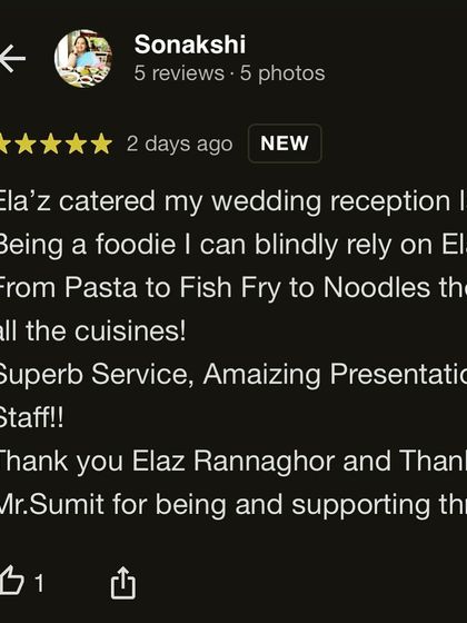 Another look at Sonakshi's wonderful review. We are so proud that she felt she could "blindly rely on Elaz" for her special day, which is the highest compliment we can receive.