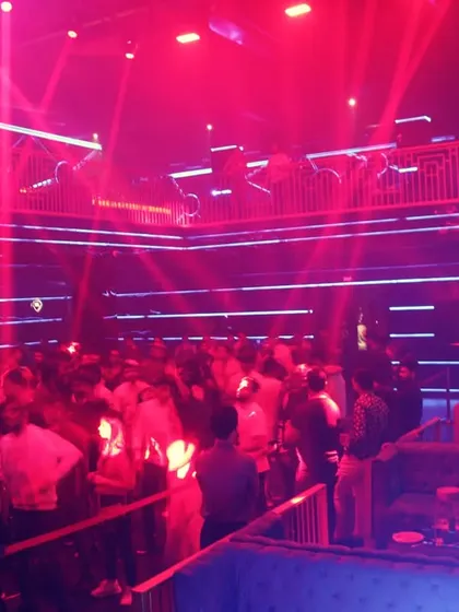 Another perspective of the packed floor at F Superclub. No matter where you are in the club, you're part of the energy.