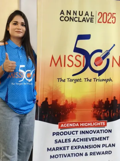 Thumbs up for a successful event. The 'Mission 50 CR' theme for Mehta Cosmetic's conclave was all about setting and achieving big goals.