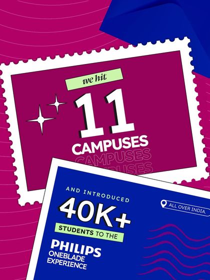 The results of our year-long collaboration with Philips. We hit 11 campuses and introduced over 40,000 students to the Philips OneBlade experience, generating over 2 million digital impressions.