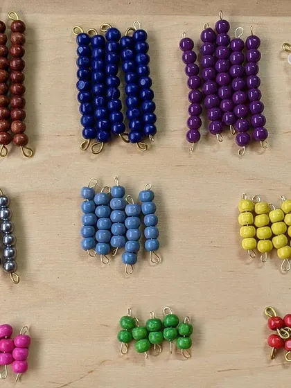Instead of asking children to memorize multiplication tables, we help them see and feel what multiplication really is. These beautiful, handmade Coloured Bead Bars allow a child to physically build quantities and understand the concept in a concrete way, laying a deep and lasting foundation for mathematics.