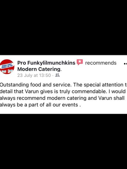 This client commends the special attention to detail I provide. This personal commitment is what sets Modern Catering apart.