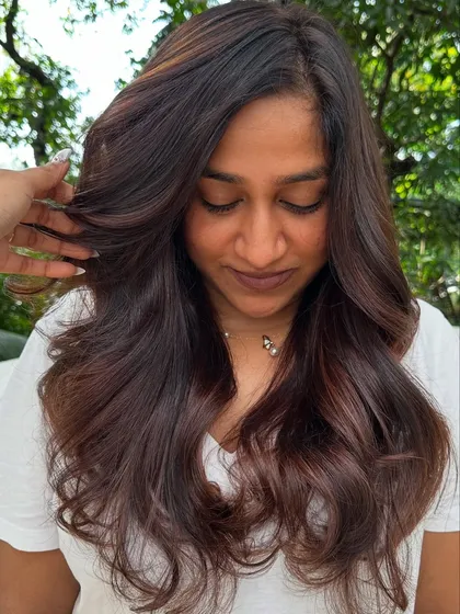 Getting her birthday-ready with this stunning 'Chocolate Mahogany Brown'. The red undertones in the mahogany add a beautiful warmth and richness to the deep chocolate base.