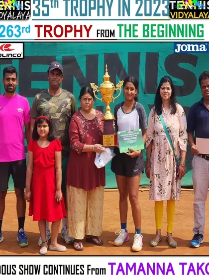 Celebrating Tamanna Takoria's win at the 5th Shri Rajesh Patel Memorial Super-Series AITA Tennis Tournament.