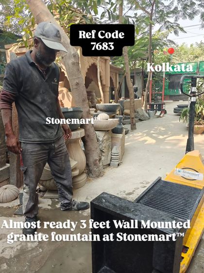 An almost-ready 3-foot wall-mounted granite fountain at my workshop.