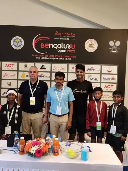 A proud moment as our top-ranked junior players, Sanjay Girish and Ishaan Badagi, act as chief guests for the main draw ceremony of the Bengaluru Open. We facilitate opportunities for our athletes to engage with the professional circuit.