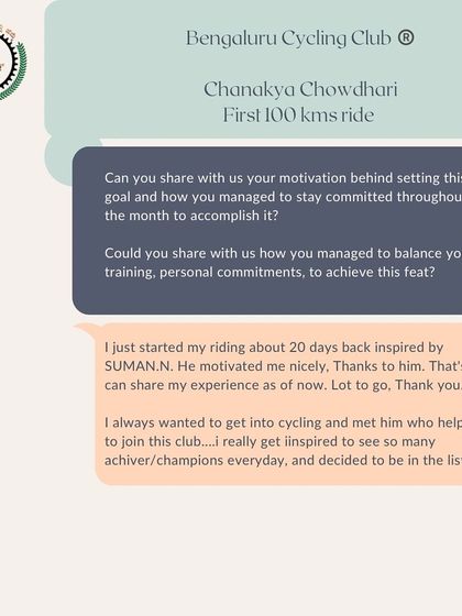 Chanakya Chowdhari, a new rider, shares how he was inspired to join the club and decided to become an achiever after seeing so many champions every day.