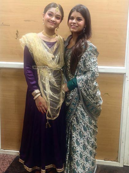 A proud moment with my student Kashvi. My goal is to create a supportive environment where each student can find their own artistic voice within the traditional framework of Kathak.