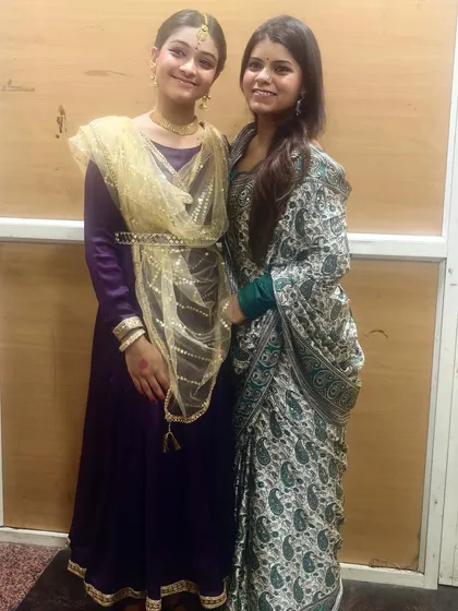 A proud moment with my student Kashvi. My goal is to create a supportive environment where each student can find their own artistic voice within the traditional framework of Kathak.