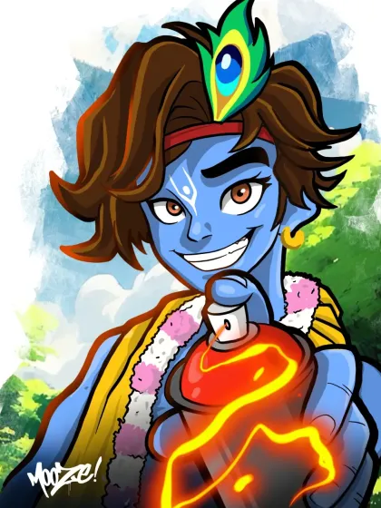 My graffiti-style take on Lord Krishna for Janmashtami. I imagined him as a mischievous artist, "stealing hearts just like he stole butter."
