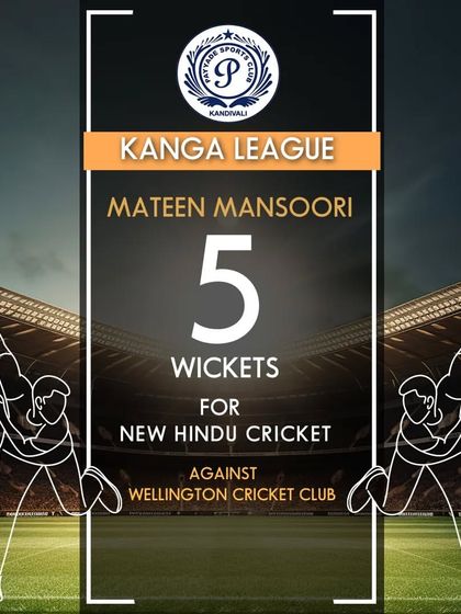 A 5 wicket haul for Mateen Mansoori for New Hindu Cricket in the Kanga League.
