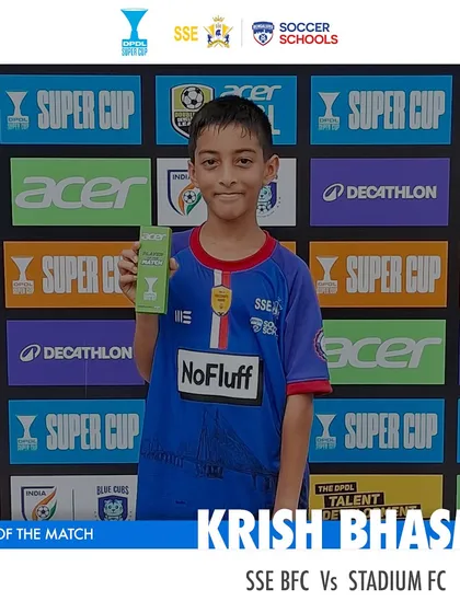 Krish Bhasme, awarded Player of the Match for our U11 team at the DPDL Super Cup.