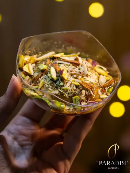 Our Panki Rasmalai is flooded with dry fruits and love. This rich and nutty dessert is a luxurious treat for any special occasion.