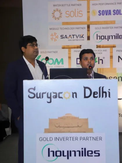 My representatives presenting our company's vision and technological advancements at the Suryacon Delhi podium.